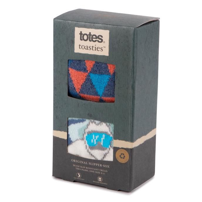 totes toasties® Mens Original Slipper Socks (Twin Pack) Yeti Extra Image 1